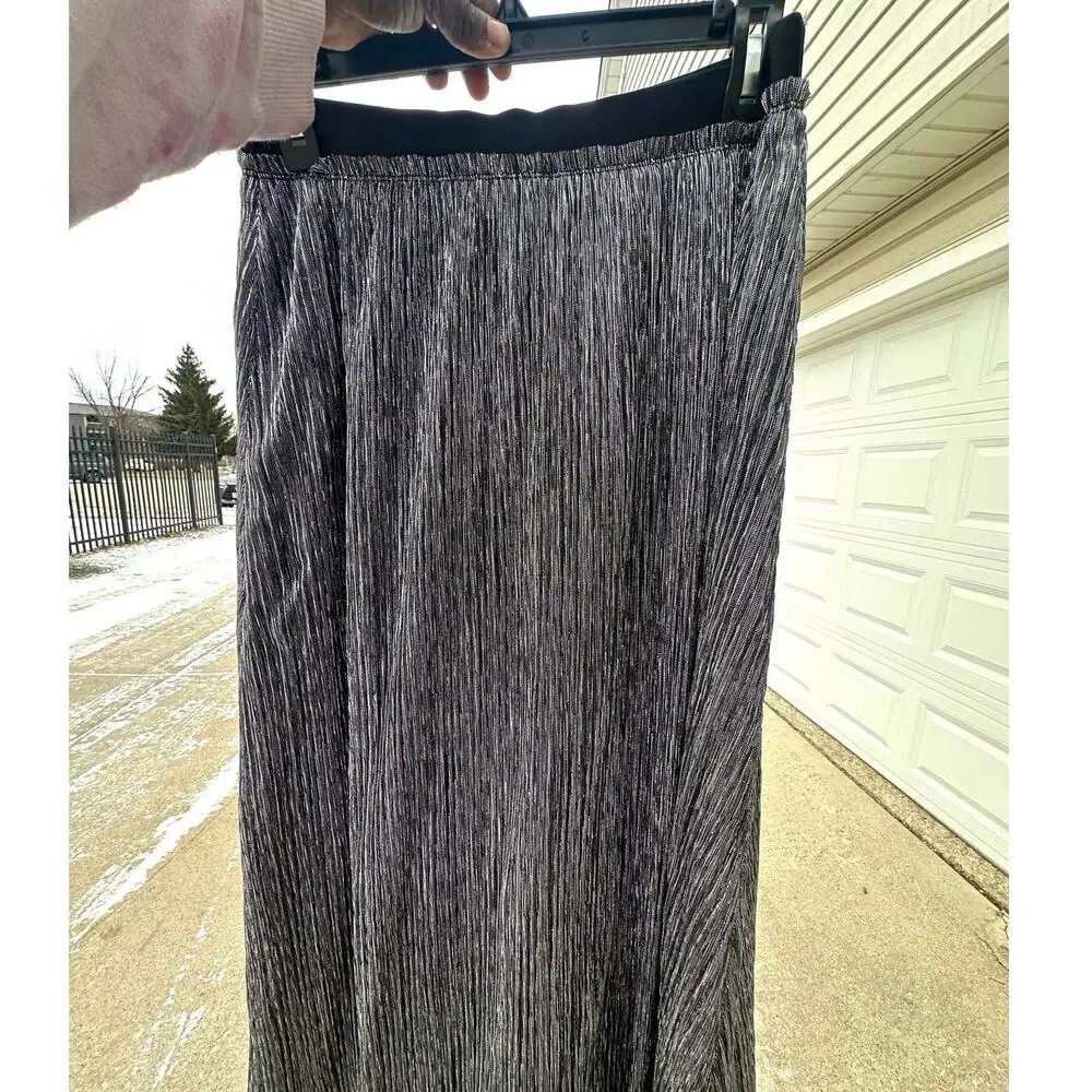 Loft Women’s Velvet‎ Waist Shimmer Crinkle Lurex Metallic Midi Skirt Size Small